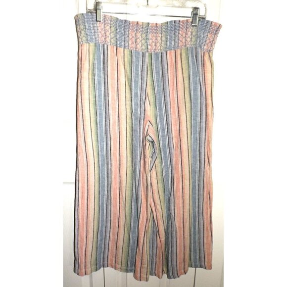 Indigo Rein XL multicolor, smocked waist, high rise, striped, wide leg, cropped - Picture 5 of 5